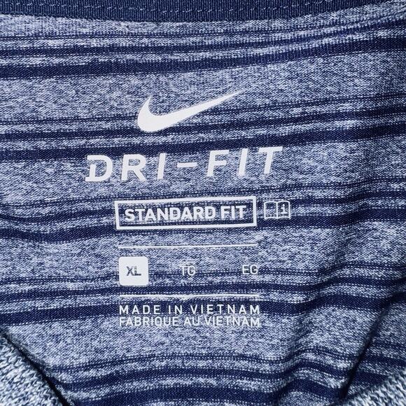 Nike Golf Polo Shirt Adult XL Dri-Fit Blue Stripe Standard Rugby Activewear Mens - Picture 4 of 6